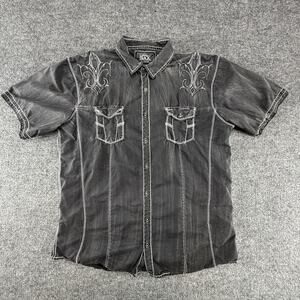 Buckle Black Shirt Mens XL Black Short Sleeve Embroidered Western Athletic Fit